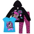 thumbnail image 1 of L.O.L. Surprise! LOL Surprise Dolls, and Girls 3 Piece Hoodie Short Sleeve and Legging Set, 4-6X, 1 of 7