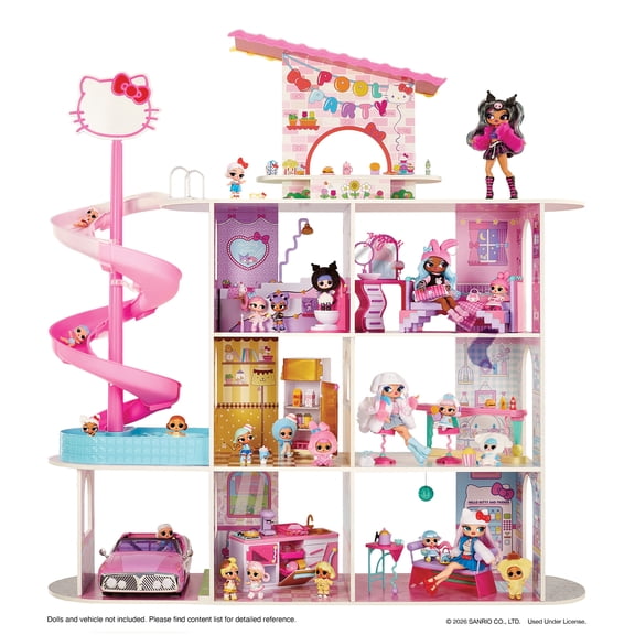 L.O.L. Surprise! Loves Hello Kitty and Friends Dollhouse with Slide and Pool, Ages 4+