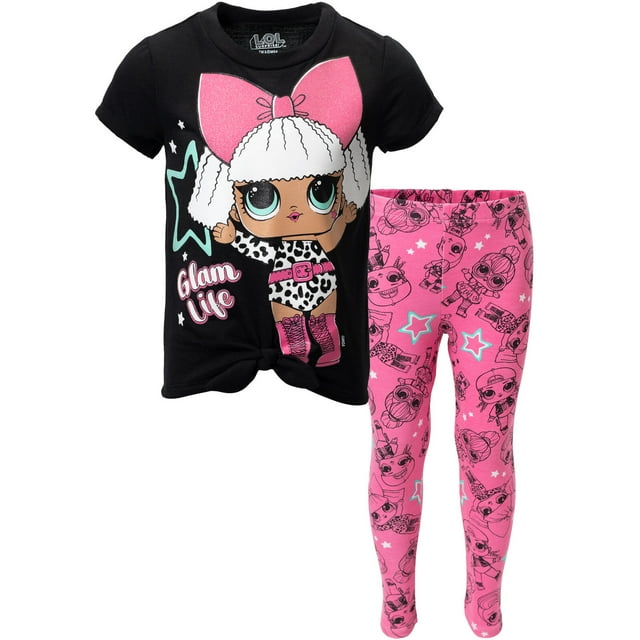 L.O.L. Surprise! M.C. Swag Diva Neon Q.T. Little Girls T-Shirt and Leggings Outfit Set Little Kid to Big Kid