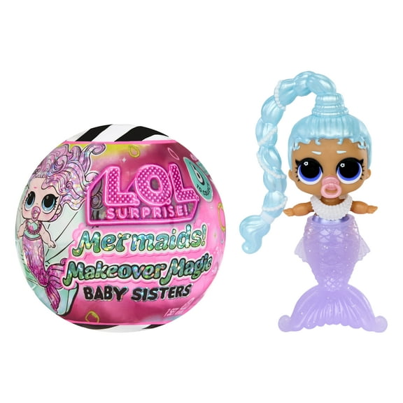 LOL Surprise Mermaids Makeover Magic Baby Sisters with Color-Changing Mermaid Tails and Shell-Inspired Display Ball, Collectible Dolls, Kids Ages 4+