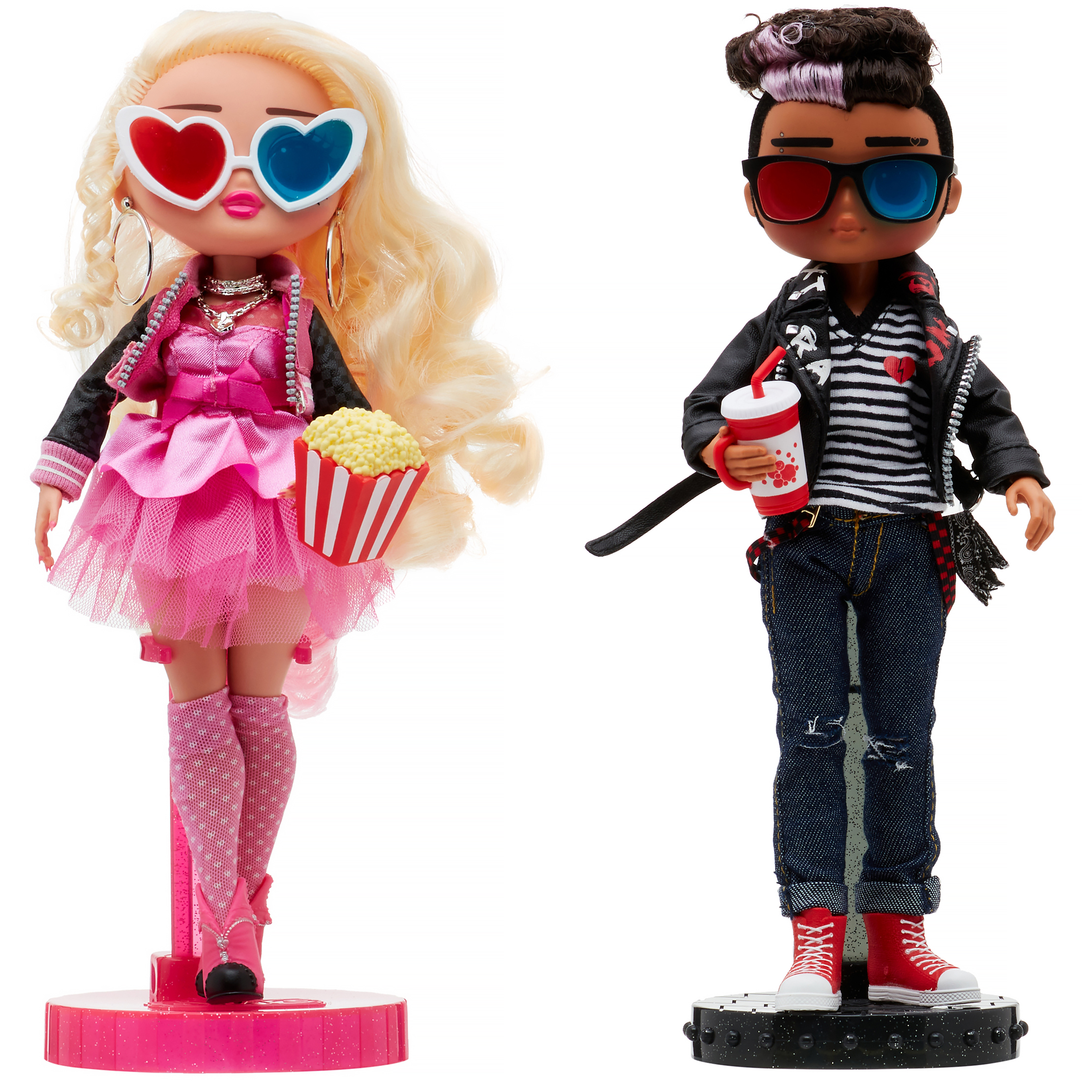 L.O.L Surprise! OMG Movie Magic Fashion Tough Dude and Pink Chick Doll Playset, 25 Pieecs - image 1 of 7