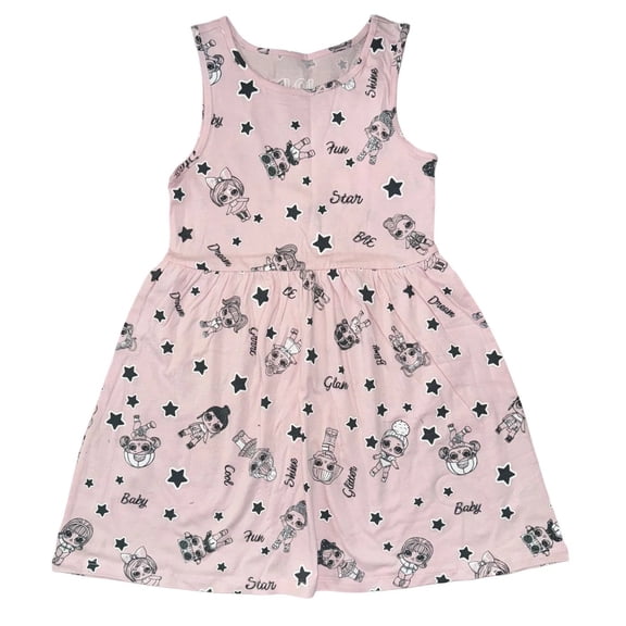 L.O.L Surprise Pink All Over Print Sleeveless Big Girls Dress Medium (7/8