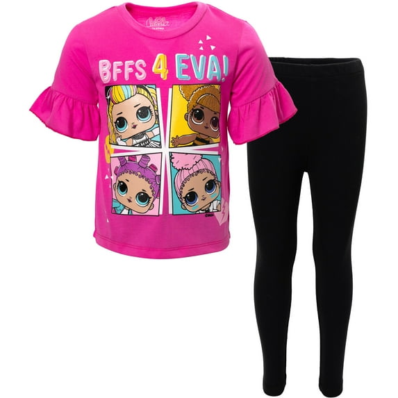 L.O.L. Surprise! Queen Bee 80s B.B. Roller Sk8er Little Girls T-Shirt and Leggings Outfit Set Little Kid to Big Kid