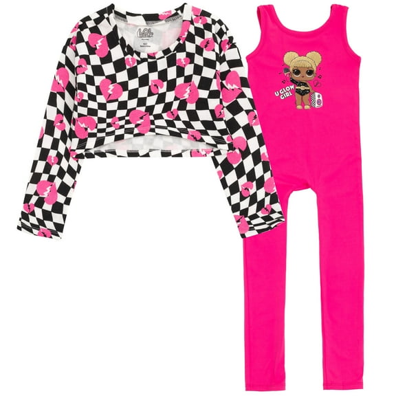 L.O.L. Surprise! Queen Bee Jumpsuit and Fleece Shrug Outfit Set Little Kid to Big Kid