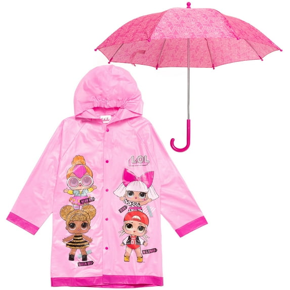 L.O.L. Surprise! Queen Bee M.C. Swag Diva Little Girls Waterproof Rain Jacket and Umbrella Little Kid to Big Kid