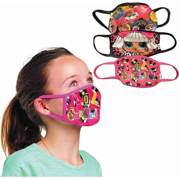 L.O.L Surprise! Remix Kids Fabric Face Masks with Ear Loops (3 Pack)