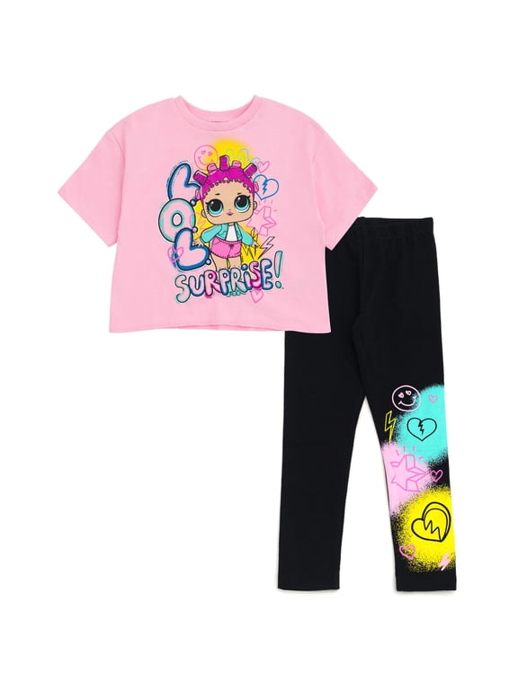Roller Sk8er Boxy T-Shirt and Leggings Outfit Set Graffiti Little Kid to Big Kid