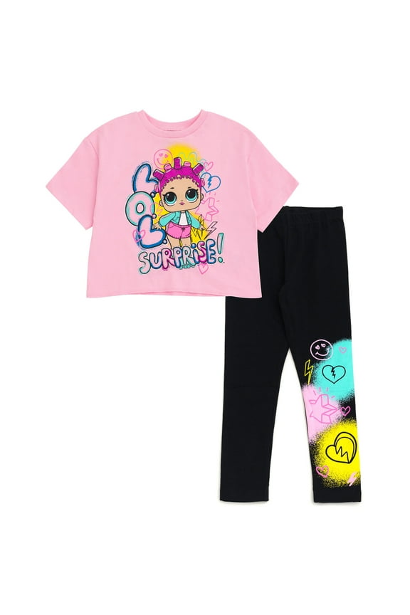 Roller Sk8er Boxy T-Shirt and Leggings Outfit Set Graffiti Little Kid to Big Kid