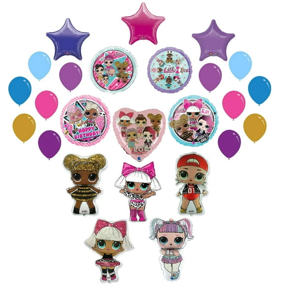 L.O.L. Surprise! Surprise Diva Queen Bee McSwag Ballet Unicorn Characters 25 Piece Birthday Party Balloons Ultimate Deluxe Set