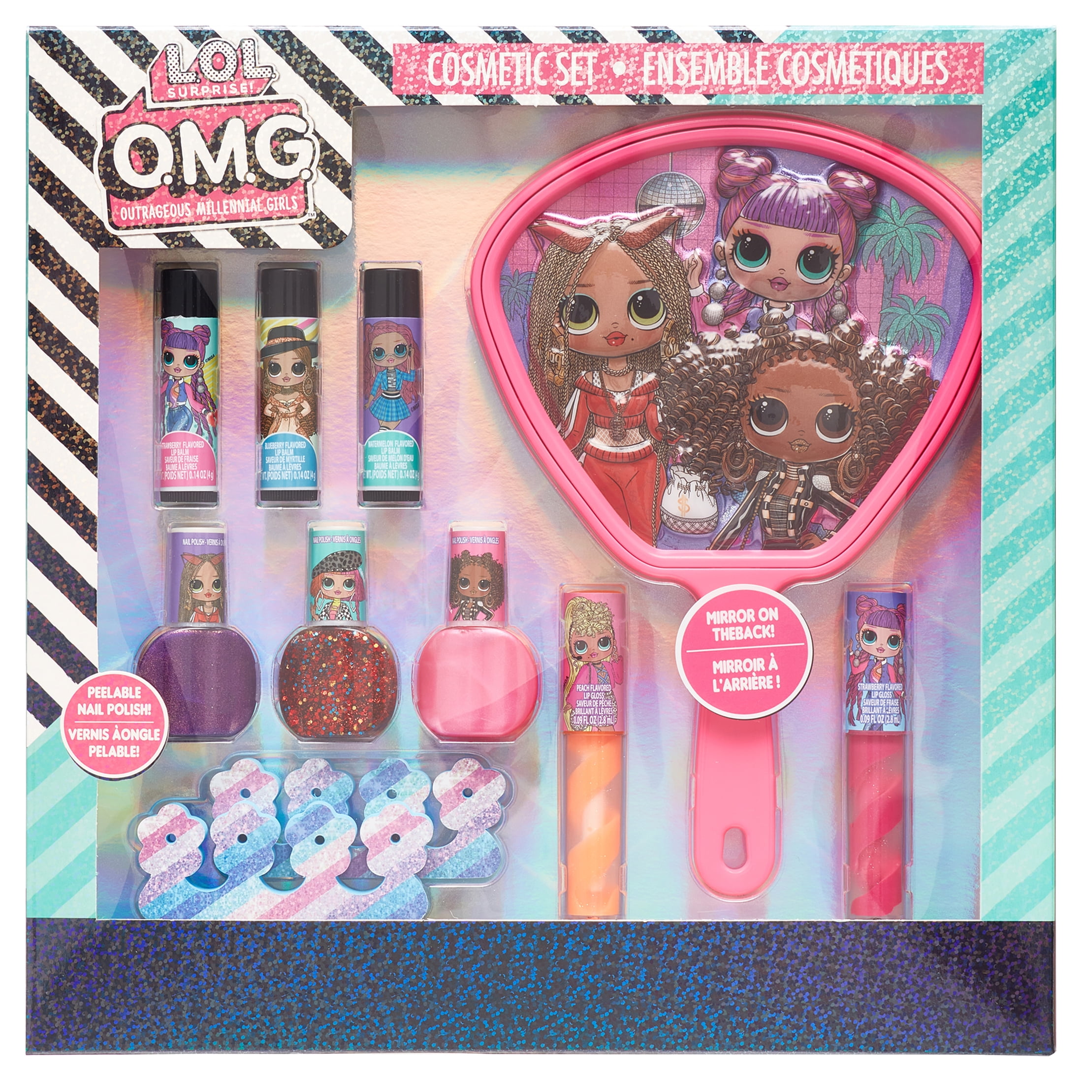 LOL Surprise Townley Girl 11 Pcs Sparkly Cosmetic Makeup Set for Kids  Includes 5 Lip Gloss, 5 Nail Polish & Nail Stickers for Girls Tweens, Ages  3+