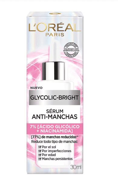 Srum facial L'Oral Paris Glycolic Bright antimanchas cido gliclico, niacinamida 30 ml