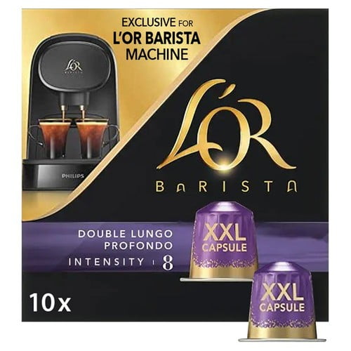 L'OR BARISTA Extra Long XXL Coffee Pods Intensity 8, 10 pods per pack, British Import (Pack of 3)