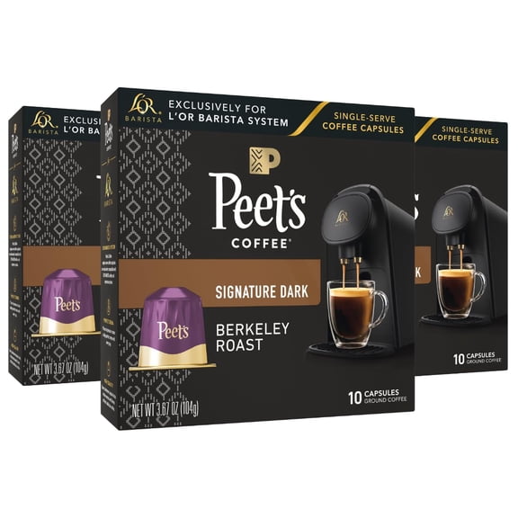 L'OR Barista Coffee Pods, 30 Count Peet's Berkeley, Single-Serve Aluminum Capsules Compatible with the L'OR BARISTA System& *Nespresso Original Machines, 30 Count (Pack of 3)