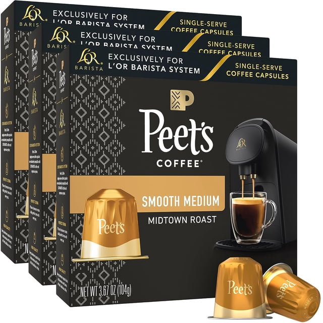 L'OR Barista Coffee Pods, Peet's Coffee Midtown Medium Roast 30