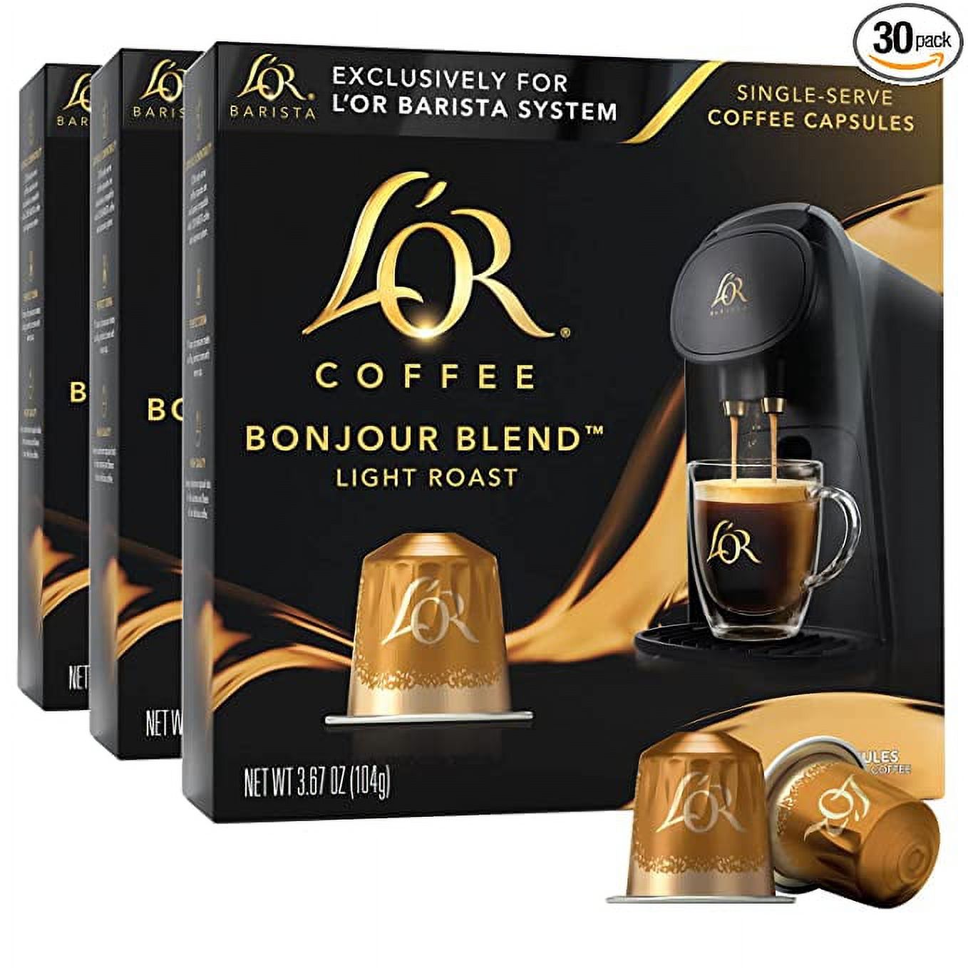 L'OR Coffee Pods, 30 Capsules Bonjour Blend, Single Cup Aluminum Coffee