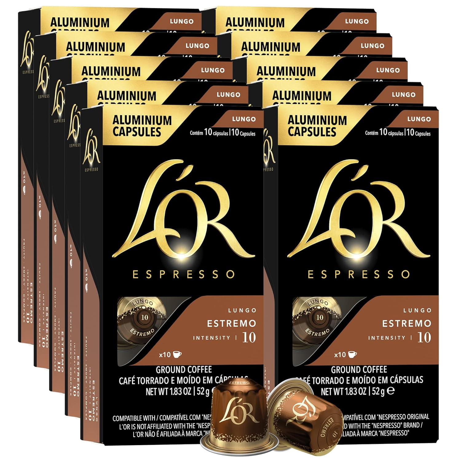 L'OR Espresso Capsules, 100 Count Estremo Lungo, Single-Serve Aluminum ...