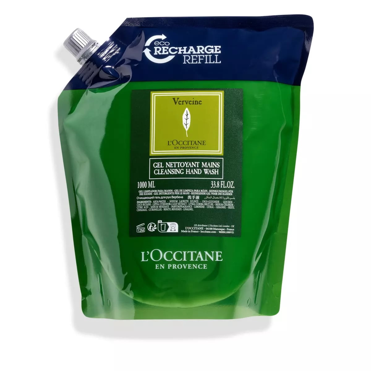 L'Occitane Verbena/Verveine CLEANSING HAND WASH - 33.8 Fl Oz/1 Liter