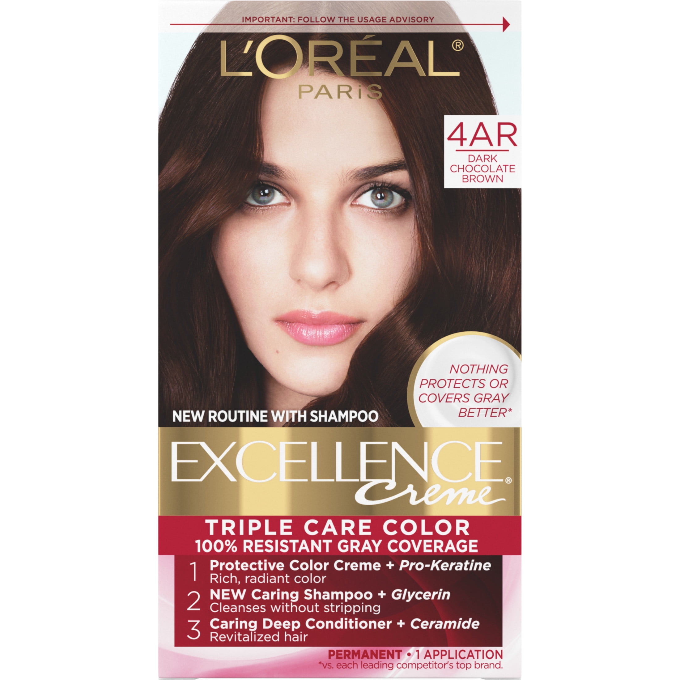 L'Oreal Paris Excellence Creme Hair Color for Adults, 4AR Dark