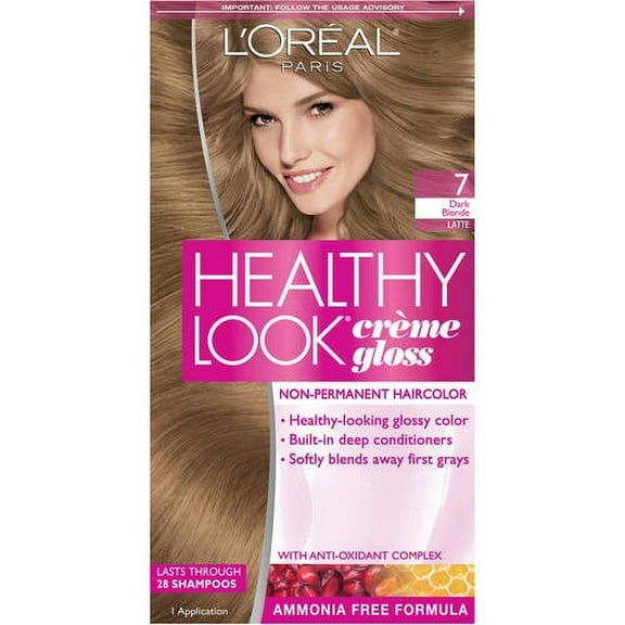 L'Oral Paris Healthy Look Crme Gloss 7 Dark Blonde Latte Non-Permanent Hair Dye