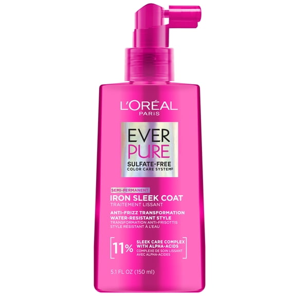 LOral Paris EverPure Sulfate-Free Anti-Frizz Smoothing Iron Sleek Coat Hair Treatment, 5.1 fl oz