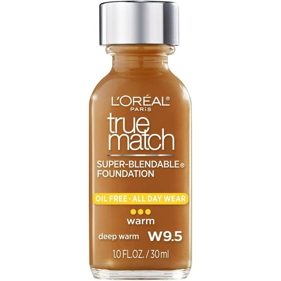LOral Paris Makeup True Match Super-Blendable Liquid Foundation, Deep Warm W9.5, 1 Fl Oz,1 Count