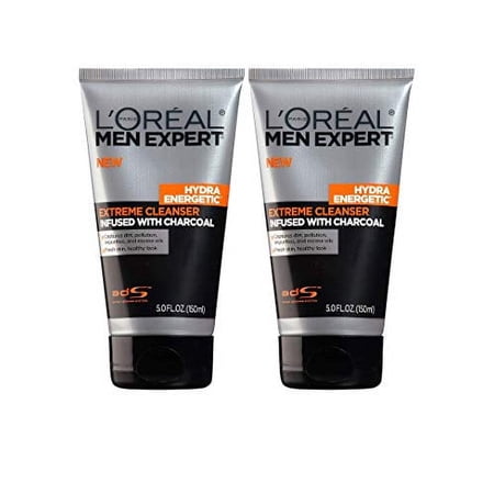 L’Oréal Paris Men Expert Hydra Energetic Daily Facial Cleanser with Charcoal, 2 ct.