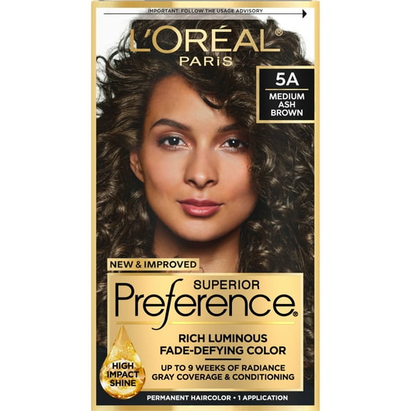 L'Oréal Paris Superior Preference Fade-Defying Permanent Hair Color, 5A Medium Ash Brown, 1 kit