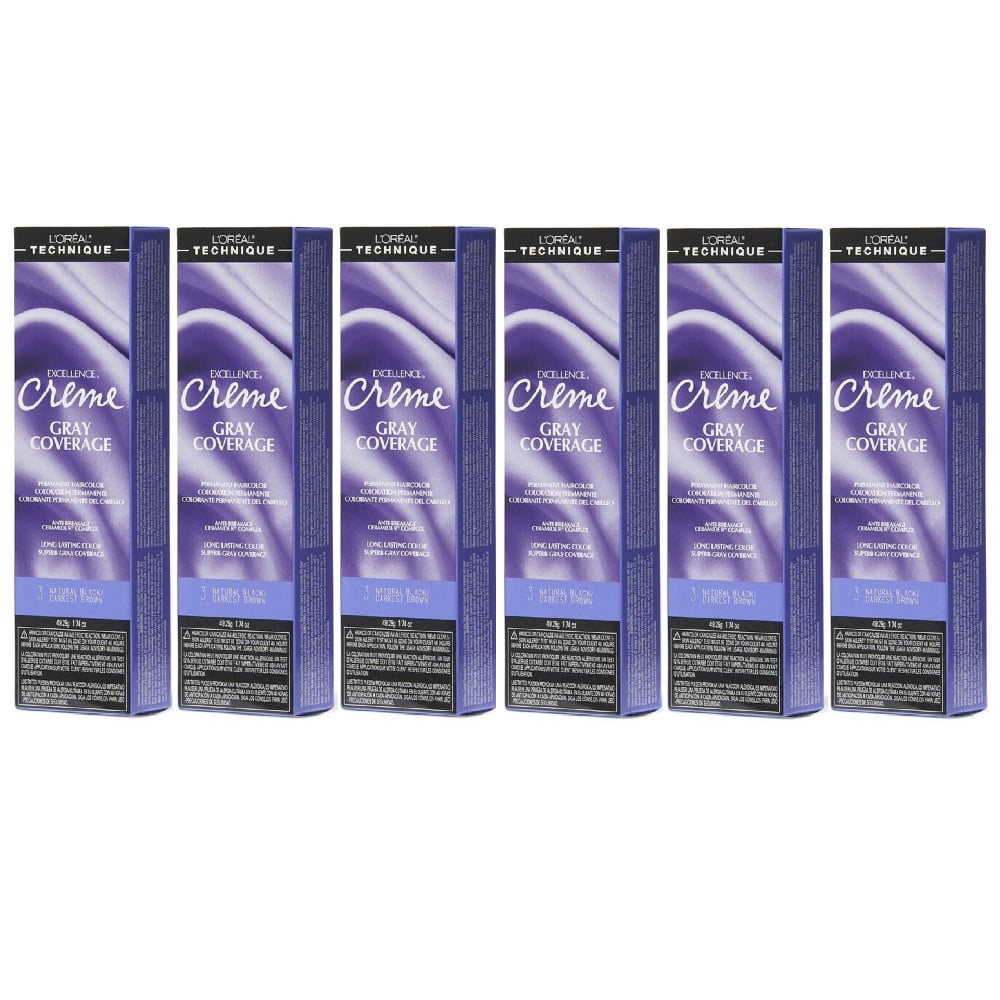L'Oreal Excellence Creme 3 Natural Black Darkest Brown Color HC