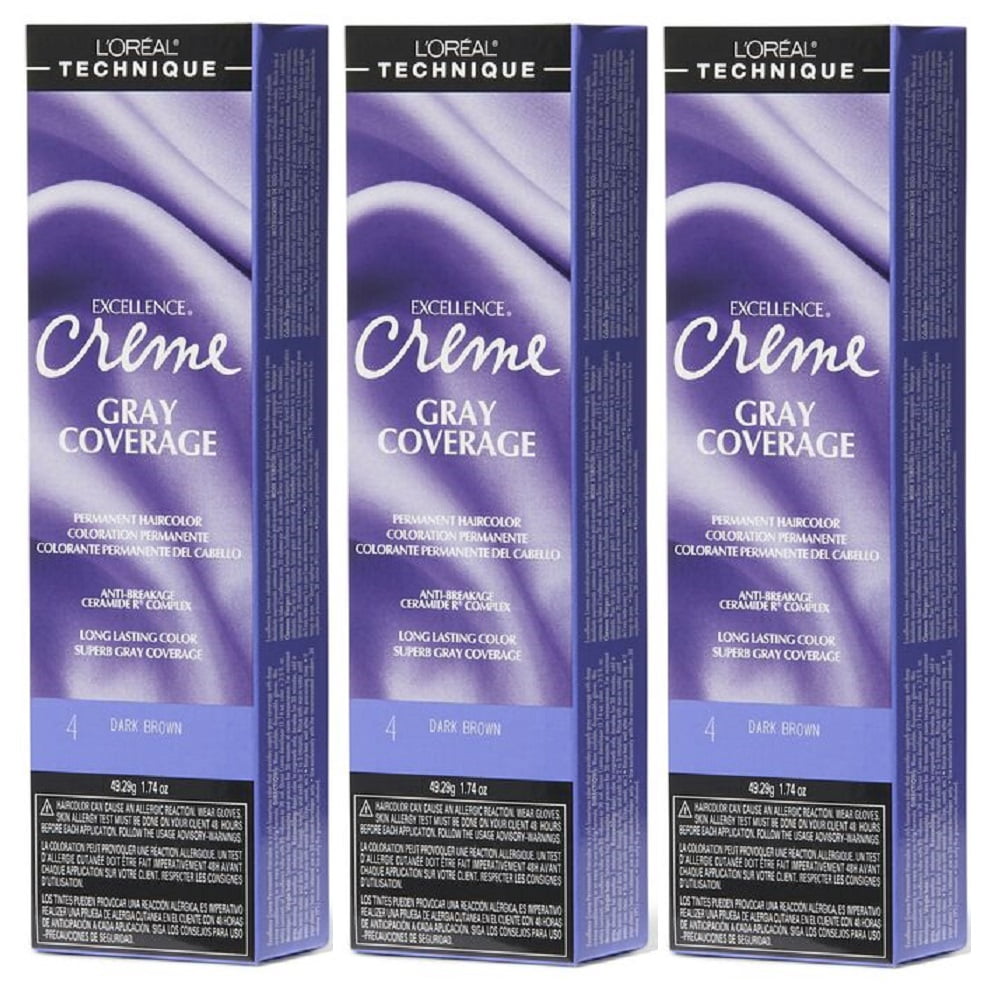 L'Oreal Excellence Creme 4 Dark Brown Permanent Hair Color HC-06195 (3 Pack)