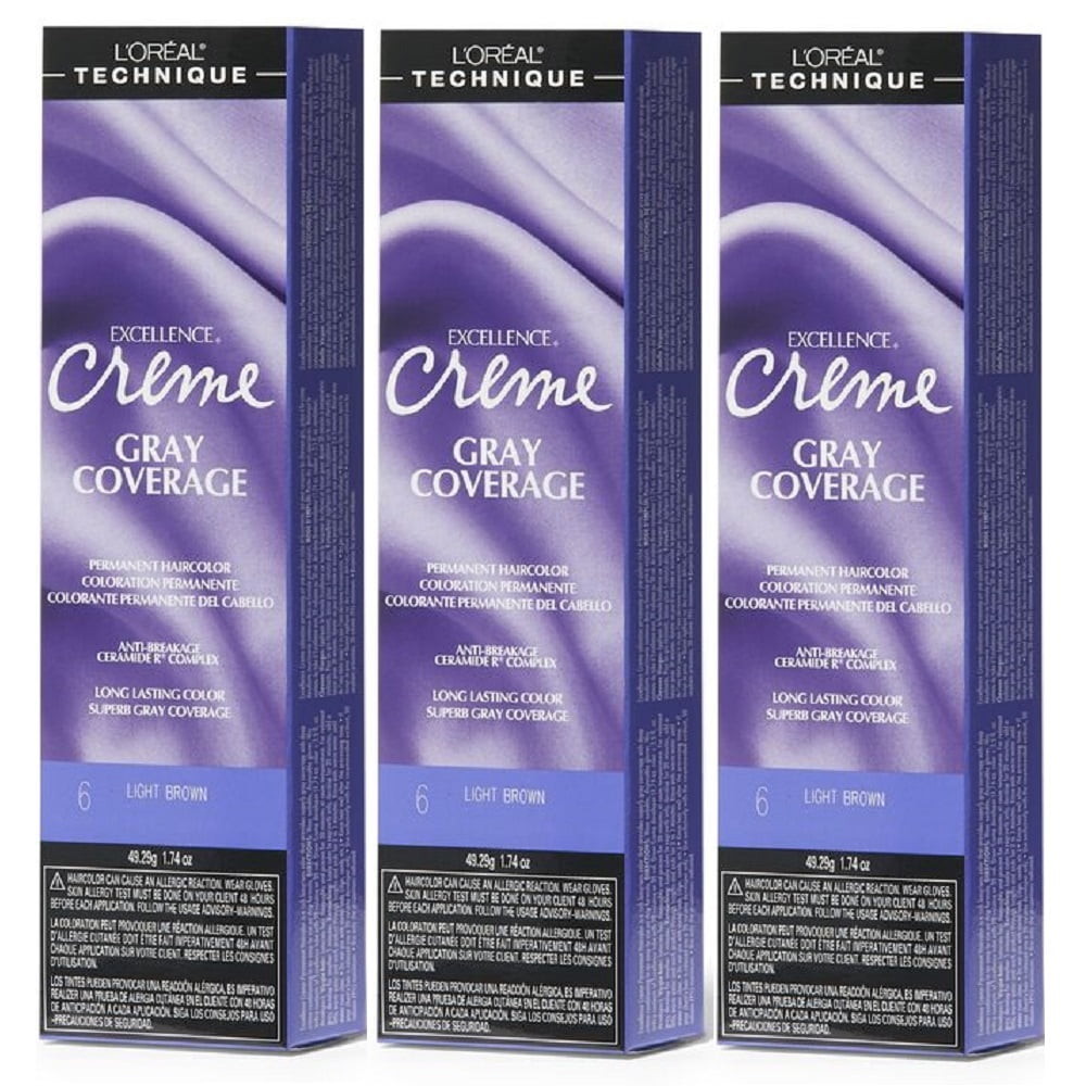 L'Oreal Excellence Creme 6 Light Brown Permanent Hair Color HC-06200 (3 Pack)