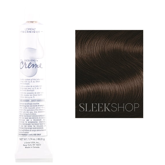 L'Oreal Excellence Creme Gray Coverage Permanent Hair Color, Dark Brown [4] 1.74 oz