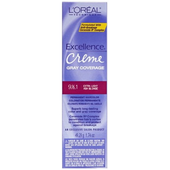 L'Oreal Excellence Creme Permanent Hair Color, Extra Light Ash Blonde #9 1/2.1, 1.74 oz (Pack of 4)
