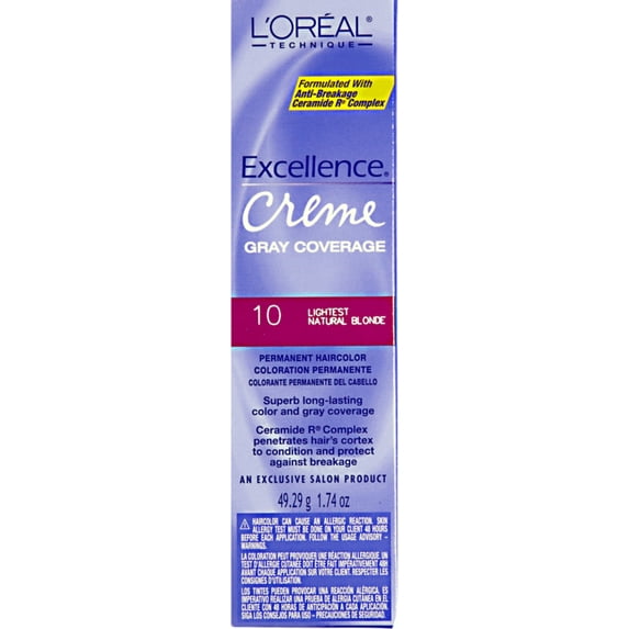 L'Oreal Excellence Creme Permanent Hair Color, Natural Blonde #10 1.74 oz, (Pack of 4)