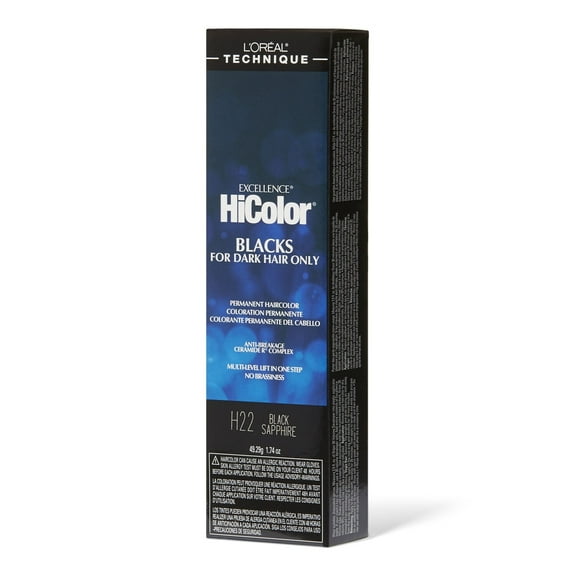 L'Oreal Excellence HiColor Blacks H22 Black Sapphire 1.74 oz, Pack of 1, 12 Packs