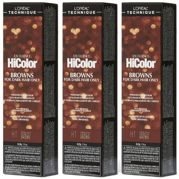 L'Oreal Excellence HiColor H1 Coolest Brown Hair HC-05113 (3 Pack)