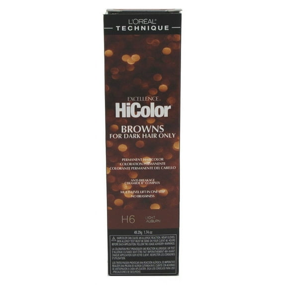 L'Oreal Excellence HiColor H6 Light Auburn 1.74 oz, Pack of 1, 6 Packs