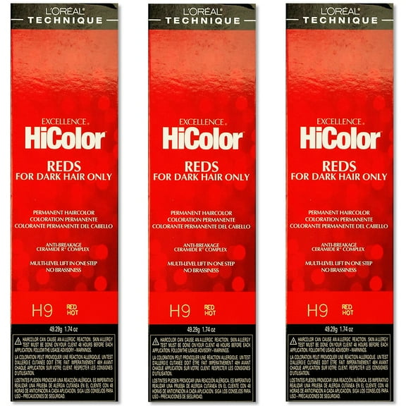 L'Oreal Excellence HiColor H9 Red Hot Permanent Hair Tint HC-05116 (3 Pack)
