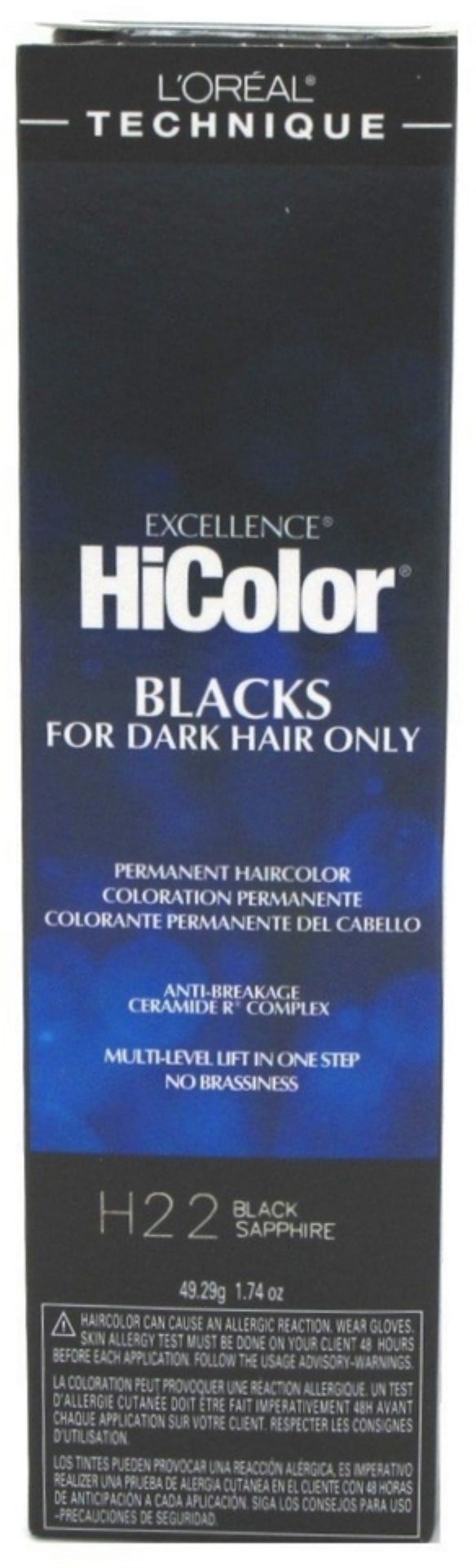 L'Oreal Excellence Hicolor Permanent Hair Color, Black Sapphire 1.75 oz (Pack of 4)