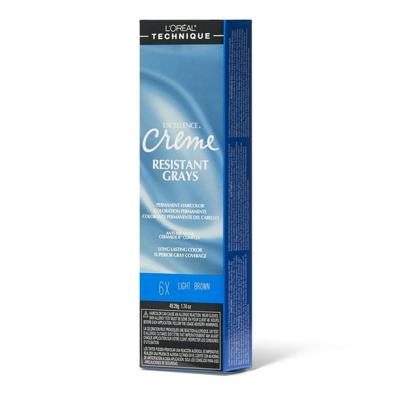 L'Oreal Excellence Resistant Gray Permanent Creme 6X Light Brown 1.74 oz, Pack of 1, 12 Packs