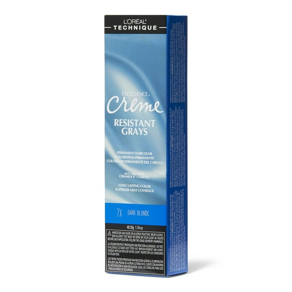 L'Oreal Excellence Resistant Gray Permanent Creme 7X Dark Blonde 1.74 oz, Pack of 1, 6 Packs