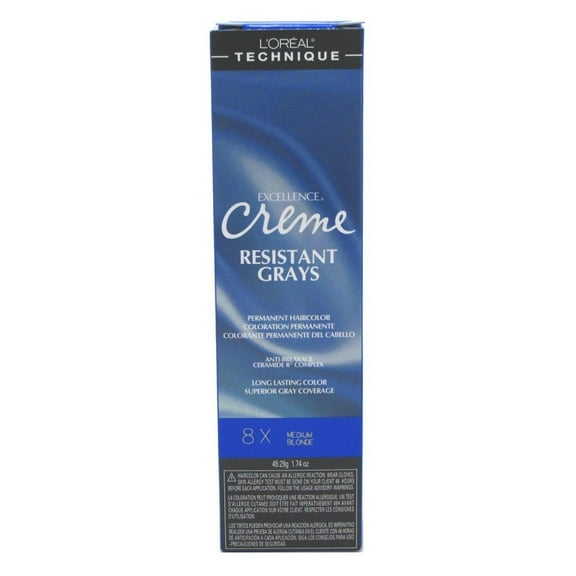 L'Oreal Excellence Resistant Gray Permanent Creme Haircolor Color : 8X Medium Blonde,Pack of 6