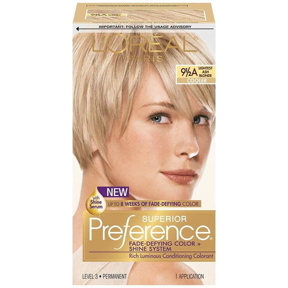 L' Oreal Fade Defying Color w/ Shine Serum 9.5A Lightest Ash Blonde, 6-Pack