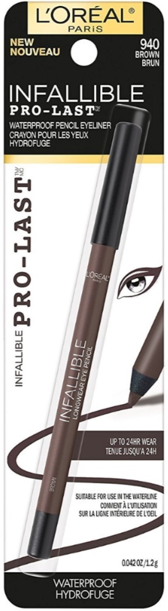 L'Oreal Infallible Pro-Last Waterproof Pencil Eyeliner, Brown, (Pack of 2)