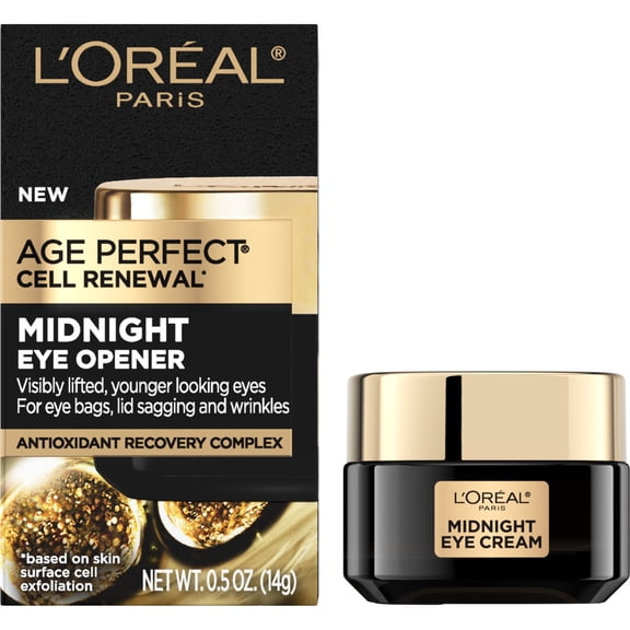 L'Oreal Paris Age Perfect Cell Renewal Midnight Anti Aging Eye Cream with Antioxidants, 0.5 fl oz