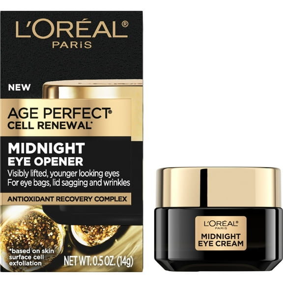 L'Oreal Paris Age Perfect Cell Renewal Midnight Anti Aging Eye Cream with Antioxidants, 0.5 fl oz