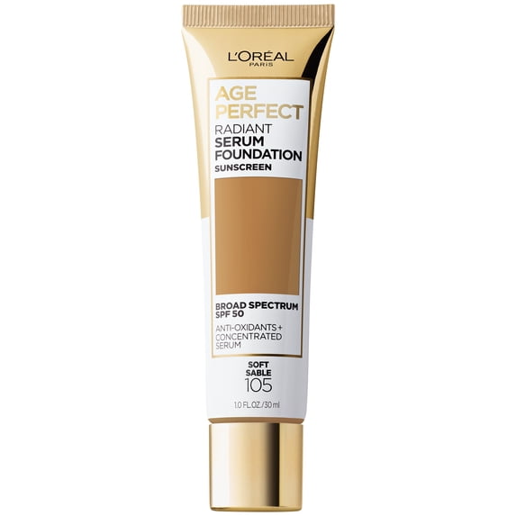 L'Oreal Paris Age Perfect Liquid Foundation Makeup, 105 Soft Sable, 1 fl oz