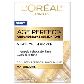 L'Oreal Paris Skin Care Age Perfect Night Cream, Anti-Aging Face Moisturizer with Collagen Peptides + Niacinamide, 2.5oz