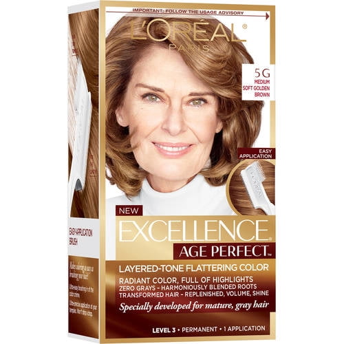 L'Oreal Paris Age Perfect Permanent Hair Color Kit, 5G Medium Soft Golden Brown