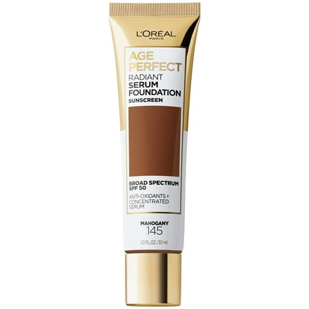 L'Oreal Paris Age Perfect Radiant Liquid Foundation with SPF 50, Mahogany, 1 fl oz
