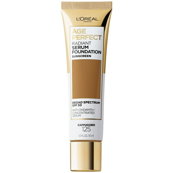 L'Oreal Paris Age Perfect Radiant Serum Foundation Makeup, 125 Cappuccino, 1 fl oz
